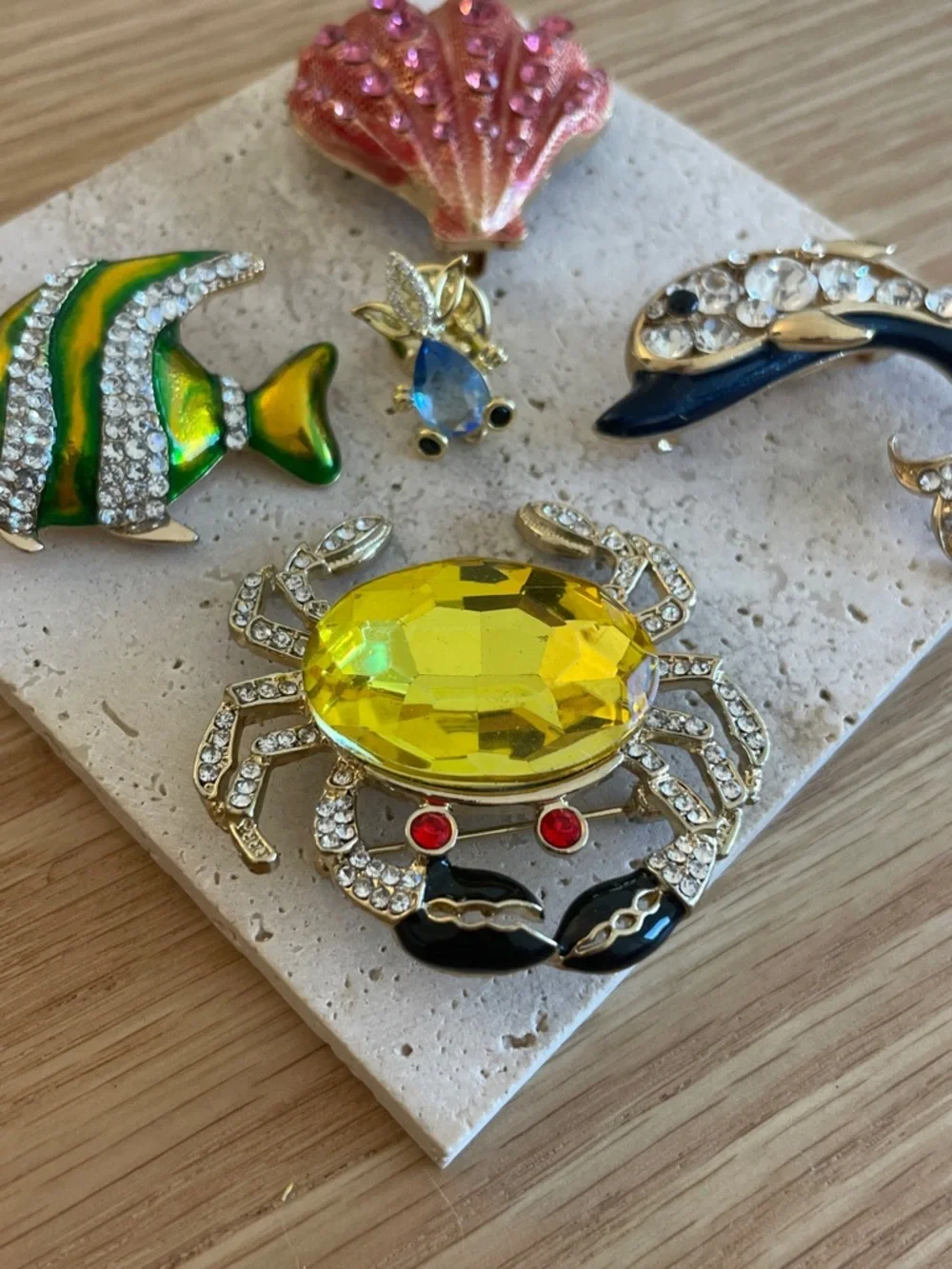 Sea Life Brooch Bundle Crab Fish Coastal Resort Vacation Jewelry Summer Accessor